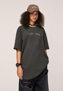 Unisex Animal Skin Lettering Print Streetwear T-shirt