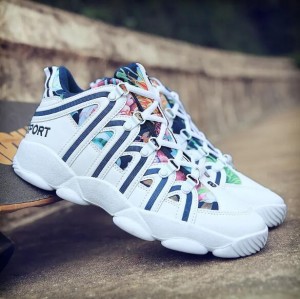 Women's stripe color non-slip basketball shoes