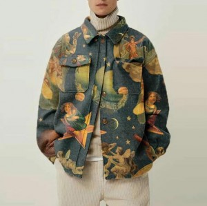 Spring Men's Casual Jackets With Printed Lapel